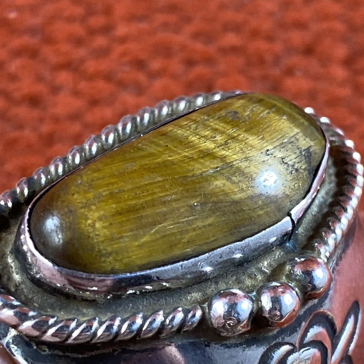 Kapital × Vintage Vtg 60s 70s Navajo Sterling Silver Tigers Eye Signet Ring Size ONE SIZE - 7 Thumbnail