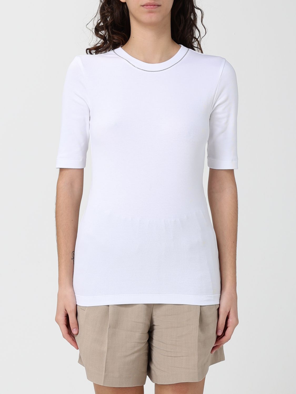 Brunello Cucinelli Brunello Cucinelli T-Shirt Woman White Size XL / US 12-14 / IT 48-50 - 1 Thumbnail