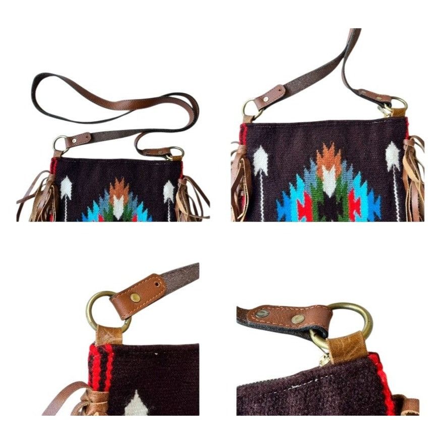 Other Southwestern Cross Body Bag Fringe Top Zip Leather Dari Cott Size ONE SIZE - 9 Thumbnail