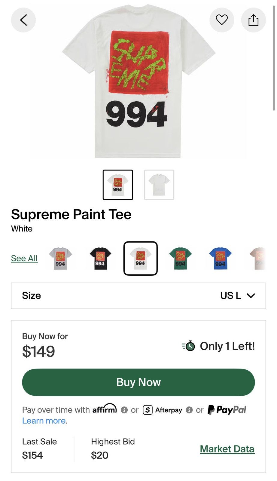 Supreme Supreme T-shirt “PAINT TEE” Size US M / EU 48-50 / 2 - 4 Thumbnail