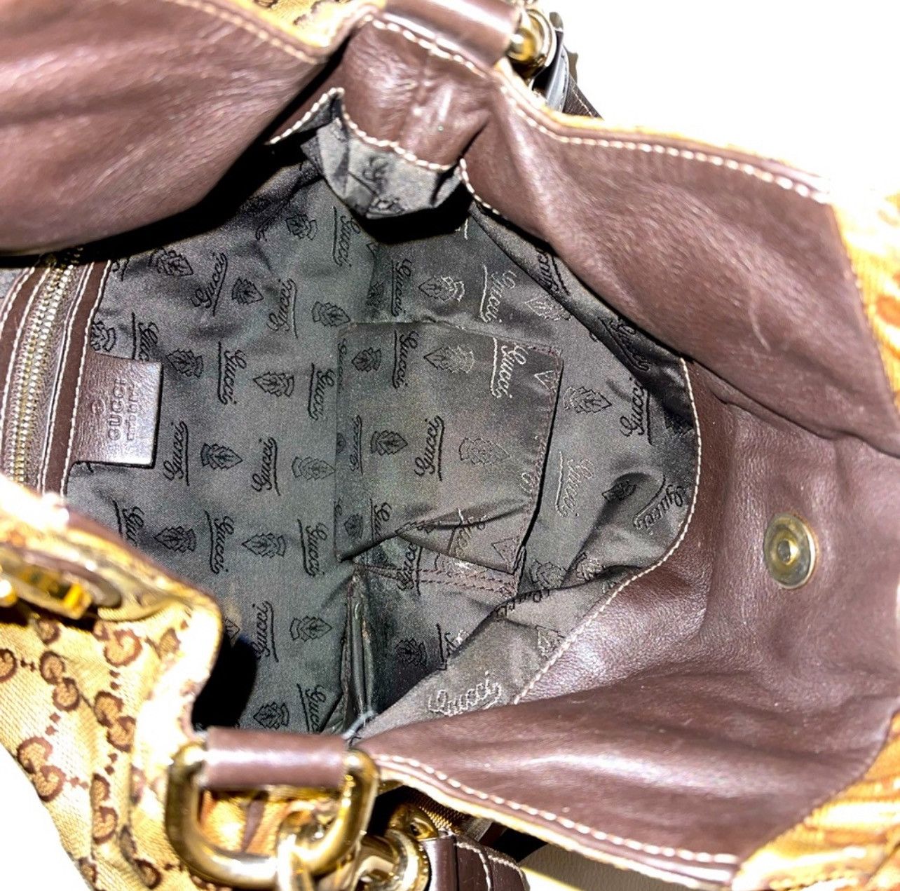 Gucci Gucci Brown GG crystal Canvas Small Hysteria Hobo Bag Size ONE SIZE - 4 Thumbnail