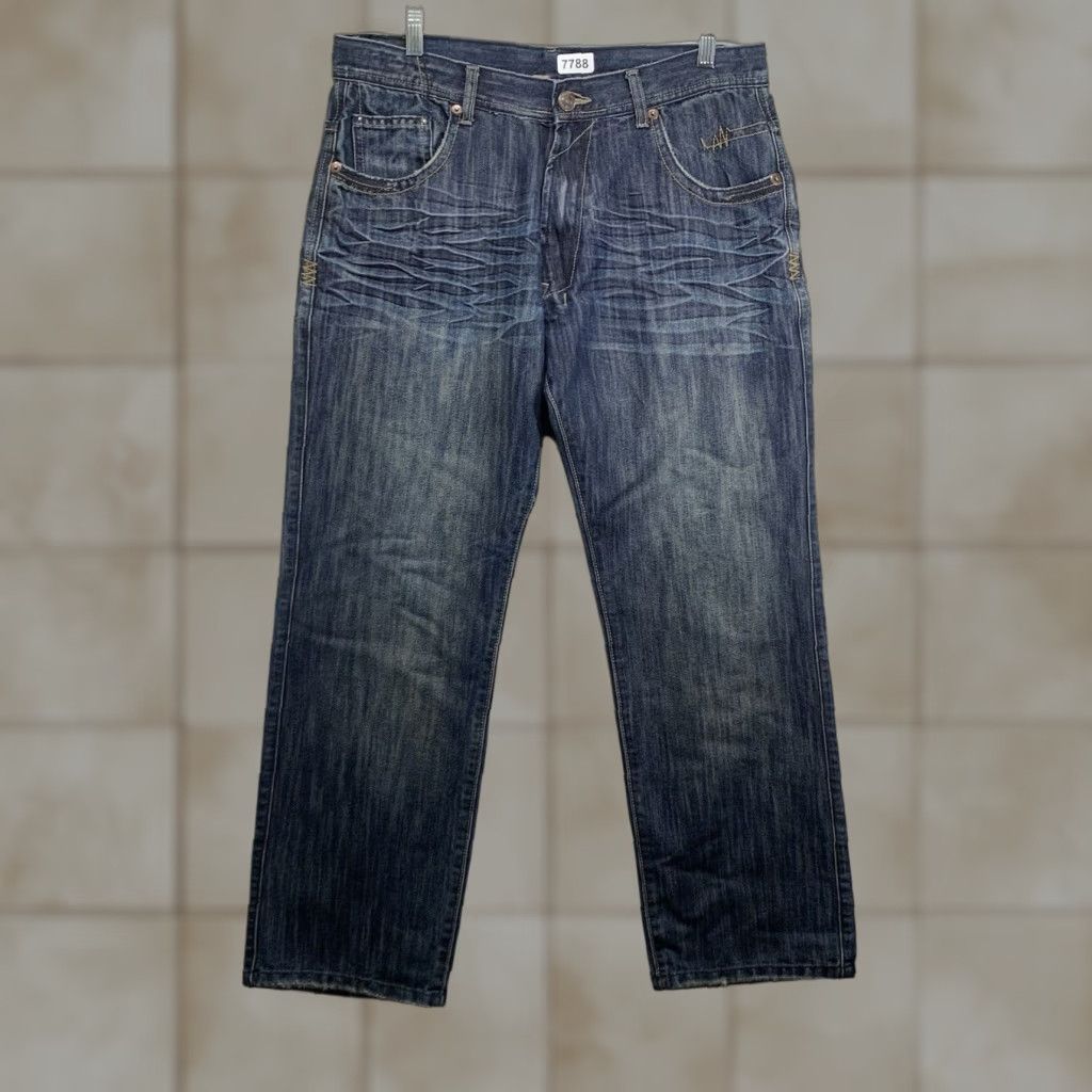 Jordan Craig VINTAGE Jordan Craig Men's Jeans Distressed Dark Wash Denim 36x32 Relaxed Fit Straight Pockets City Grunge Hip Hop Size US 36 / EU 52 - 1 Thumbnail