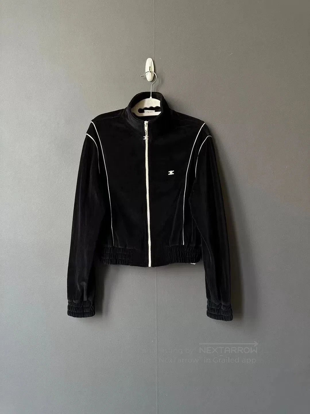 Celine celine black velvet zip-up jacket. Size S / US 4 / IT 40 - 1 Thumbnail