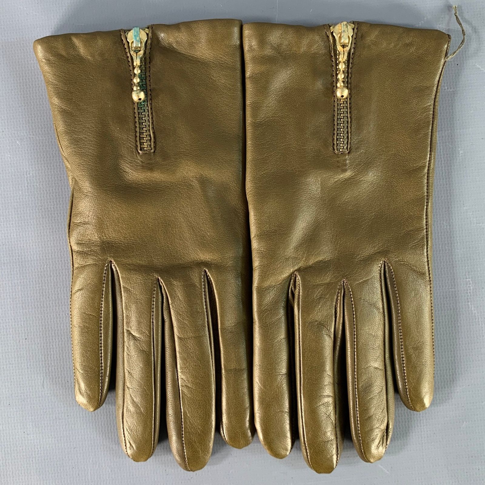 J.Crew J.CREW Size S Green Olive Leather Cashmere Lined Gloves Size ONE SIZE - 1 Thumbnail