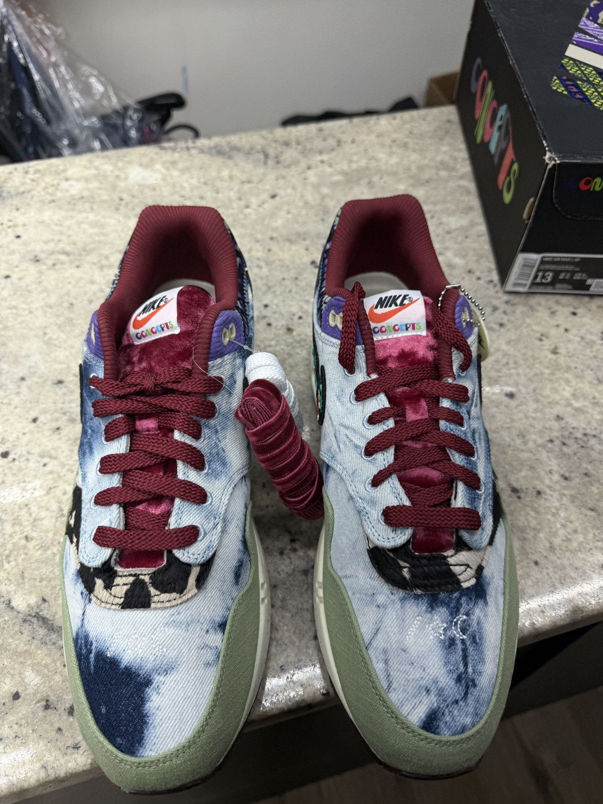 CNCPTS × Nike Nike Air Max 1 SP Green/Multi Color Sail Size US 13 / EU 46 - 3 Thumbnail