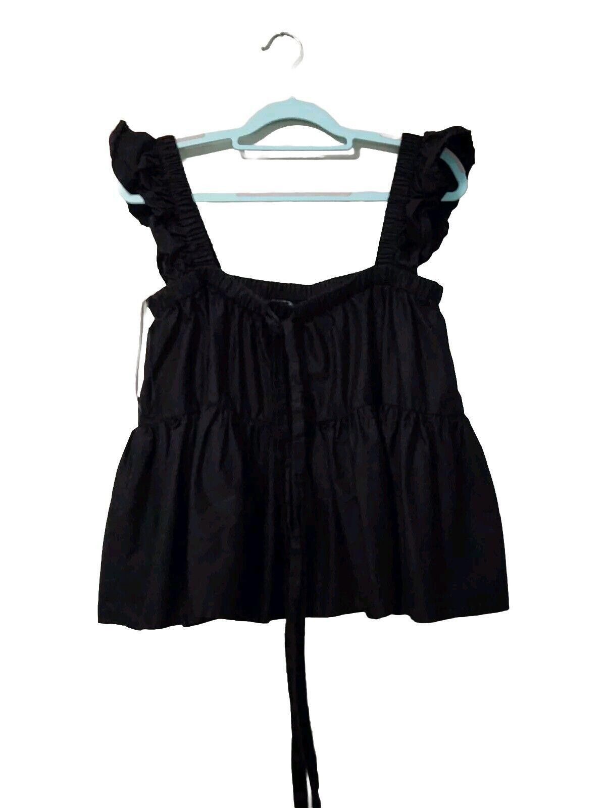 Designer Crown And Ivy Tank Top Extra Large Black Tiered Ruffled Size XL / US 12-14 / IT 48-50 - 3 Thumbnail