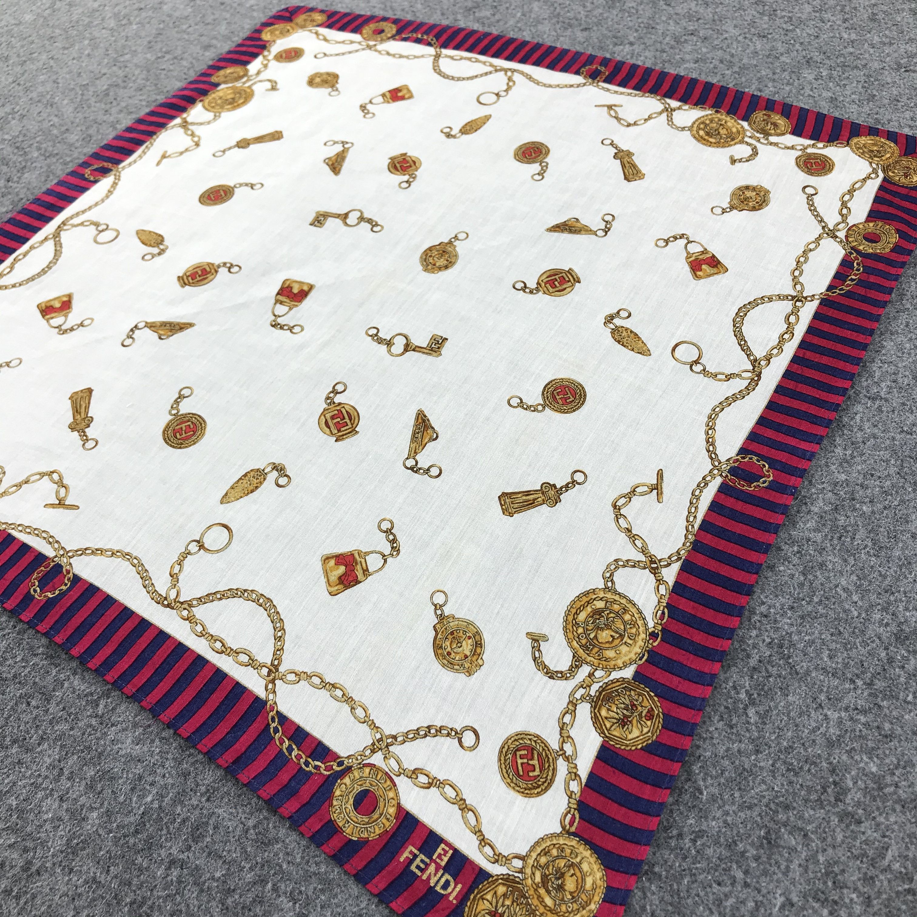 Japanese Brand Fendi Padlock and Keys Handkerchief Neckerchief H250 Size ONE SIZE - 5 Thumbnail