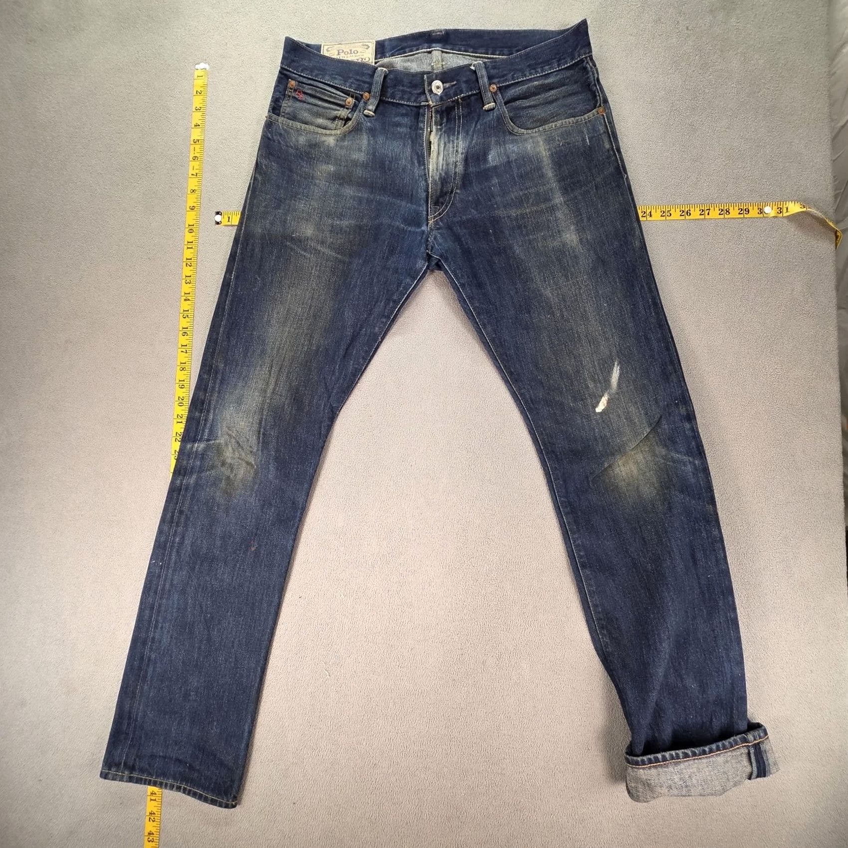 Polo Ralph Lauren Polo Ralph Lauren Jeans Mens 33x32 Blue Med Wash Slim Straight Denim Pocket Logo Distressed Wintry? Size US XS / EU 42 / 0 - 2 Thumbnail