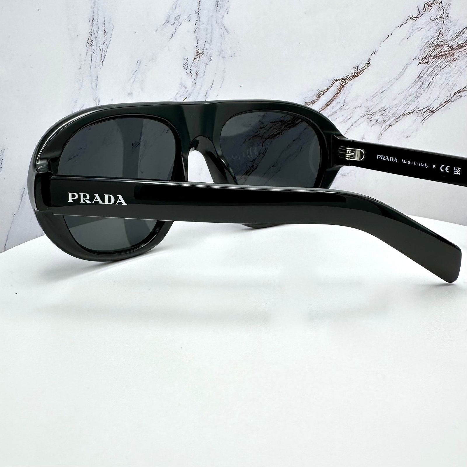 Prada New PRADA Sunglasses Black 2025 Collection Aviator Shield Size ONE SIZE - 6 Thumbnail