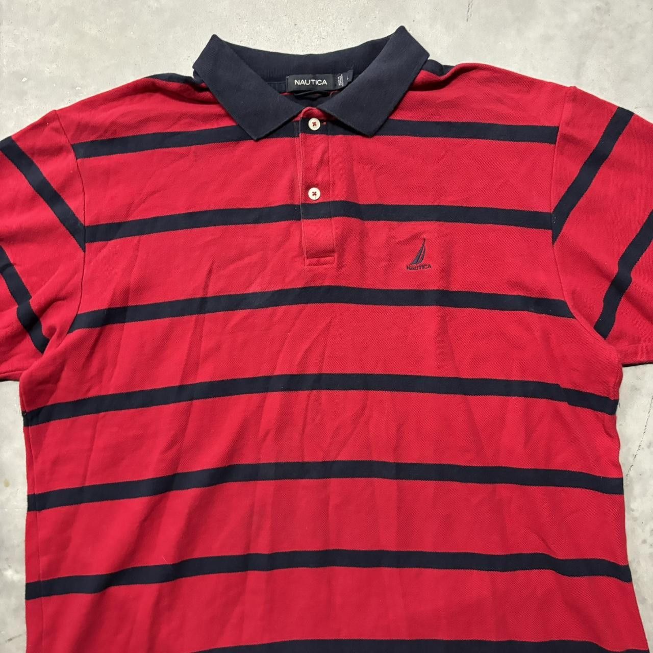 Japanese Brand × Vintage Crazy Vintage Y2K/2000s Grunge Red Striped Essential Polo Shirt! Size US XL / EU 56 / 4 - 2 Thumbnail