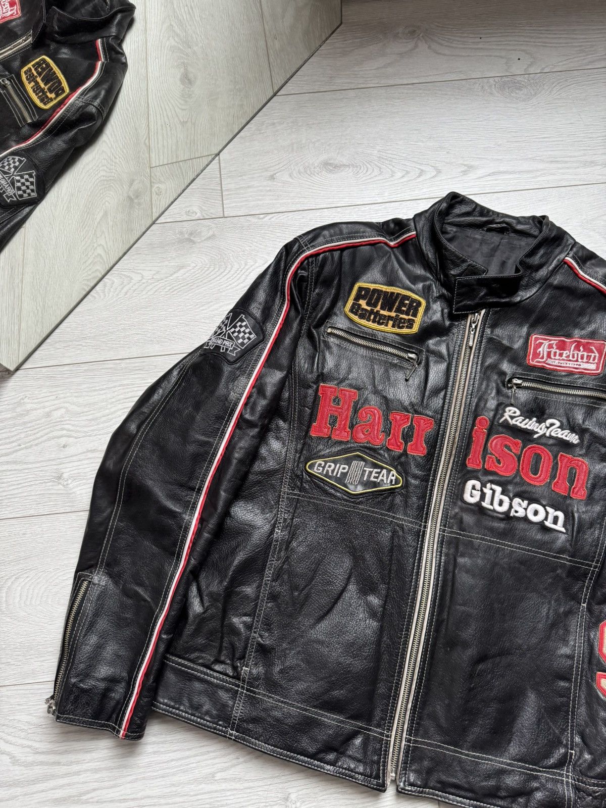 Vintage Vintage Harrison Gibson 90's F1 Leather Racing Jacket Size US L / EU 52-54 / 3 - 2 Thumbnail
