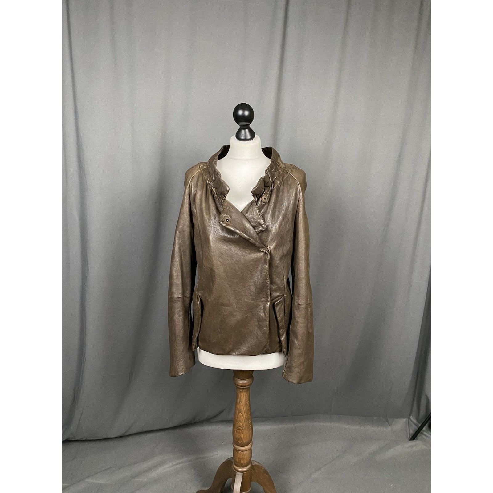 Marni MINT! Marni Women's Brown High Neck Leather Jacket Size 38 Size XS / US 0-2 / IT 36-38 - 9 Thumbnail