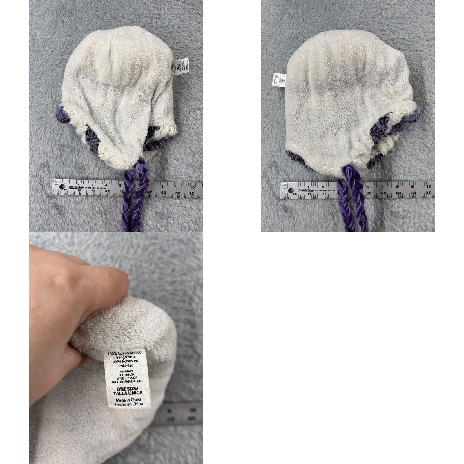 Vintage Accessory Network Group LLC Beanie Toque Hat Womens One Size Purple Ear Flap Acrylic Poly Pom Size ONE SIZE - 8 Thumbnail