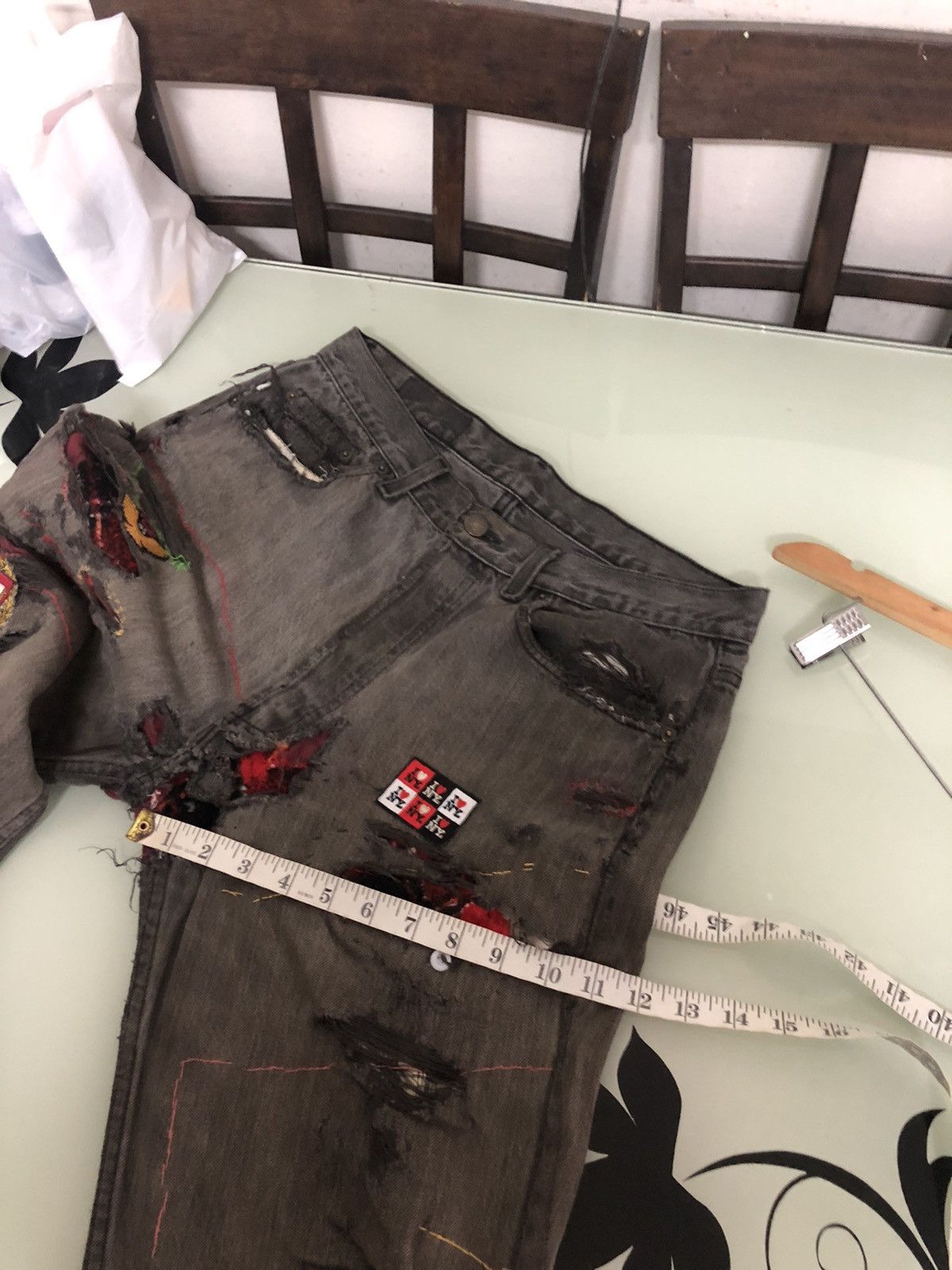 Levi's Rare❗️Vintage 90s Levis 501 Distressed Multi Patches Jeans Size US 32 / EU 48 - 21 Thumbnail