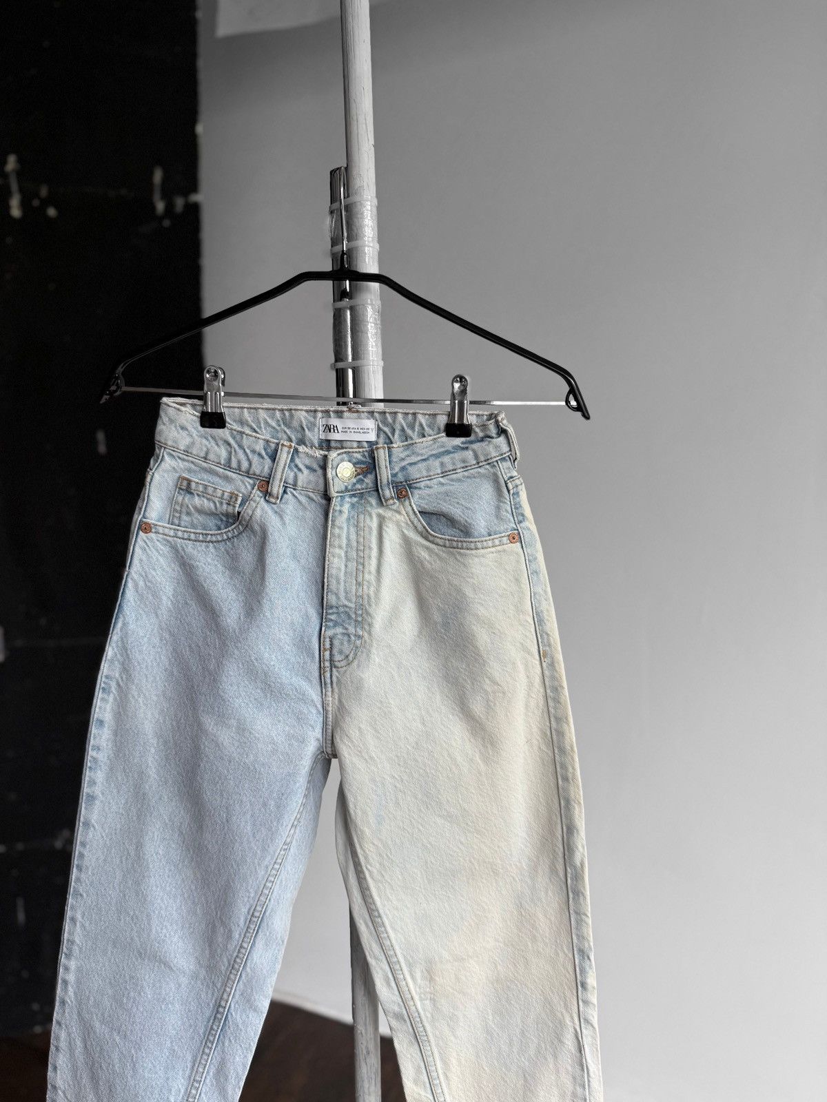 Designer × Zara Zara Womens Mom Fit Denim Jeans Blue White Zipper Closure Size 32" / US 10 / IT 46 - 2 Thumbnail