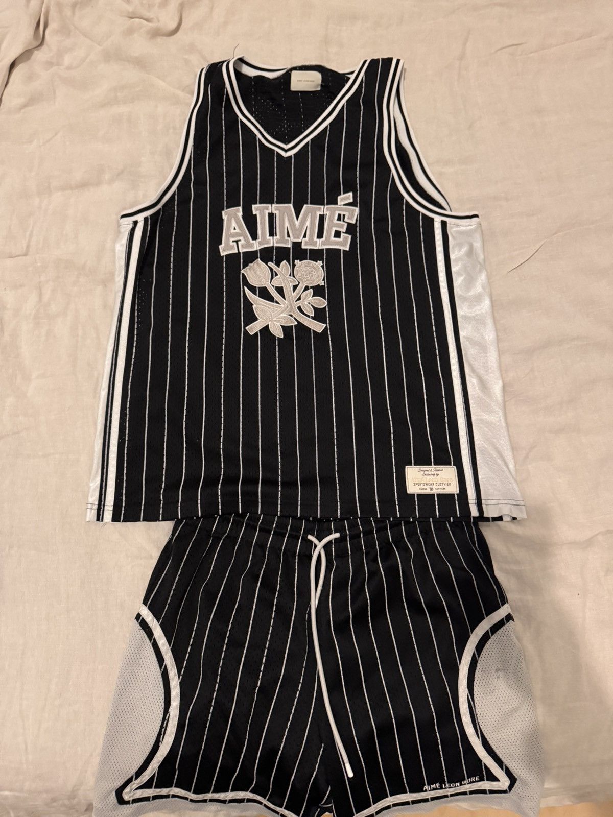 Aime Leon Dore Aimé Leon Dore Striped Basketball Jersey and 