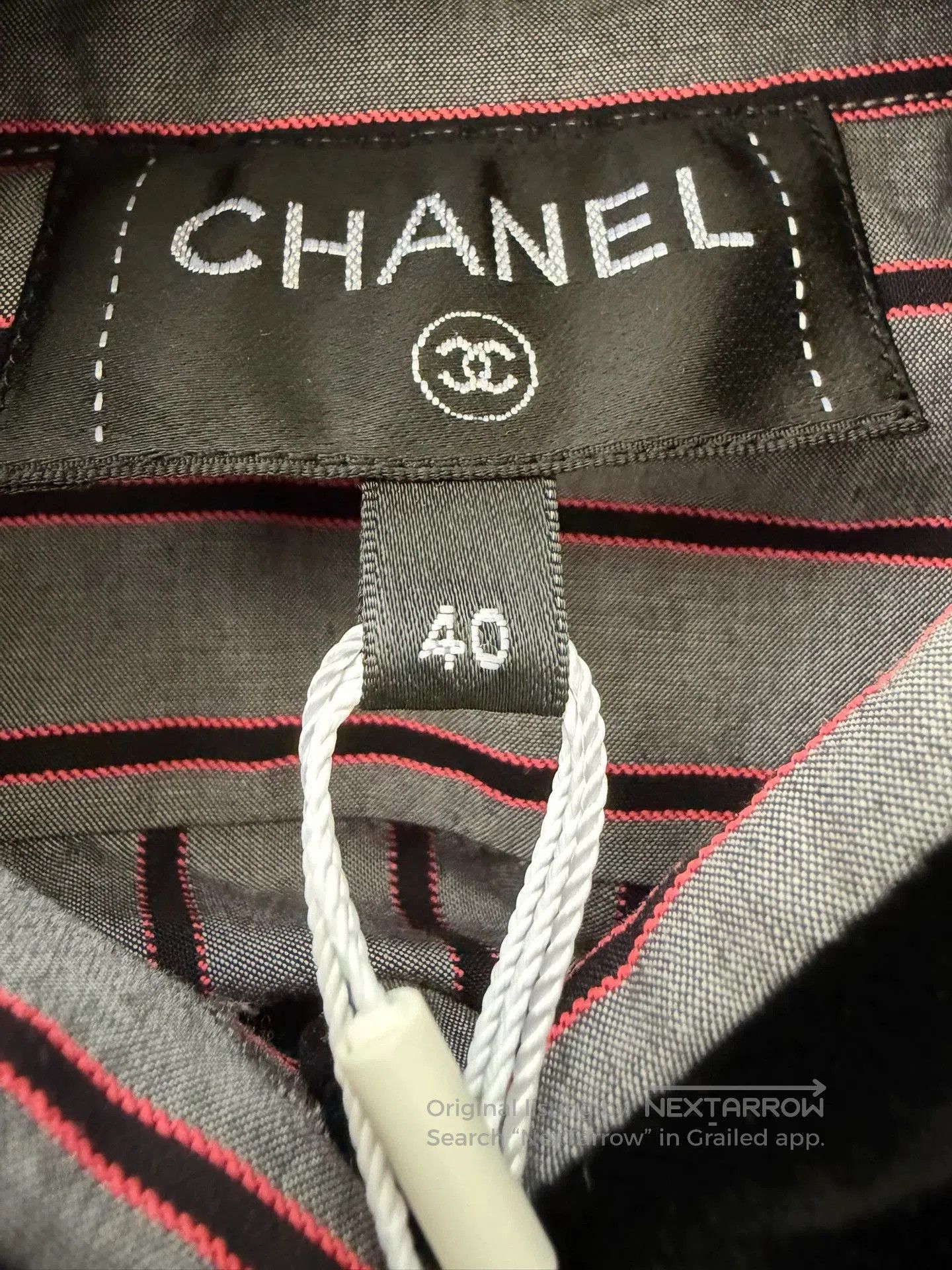 Chanel Chanel Striped Shirt with Velvet Collar. Size US XL / EU 56 / 4 - 5 Thumbnail