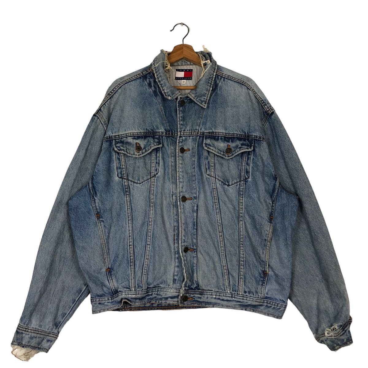 🔥Vintage Biker Denim Jacket Tommy Hilfiger