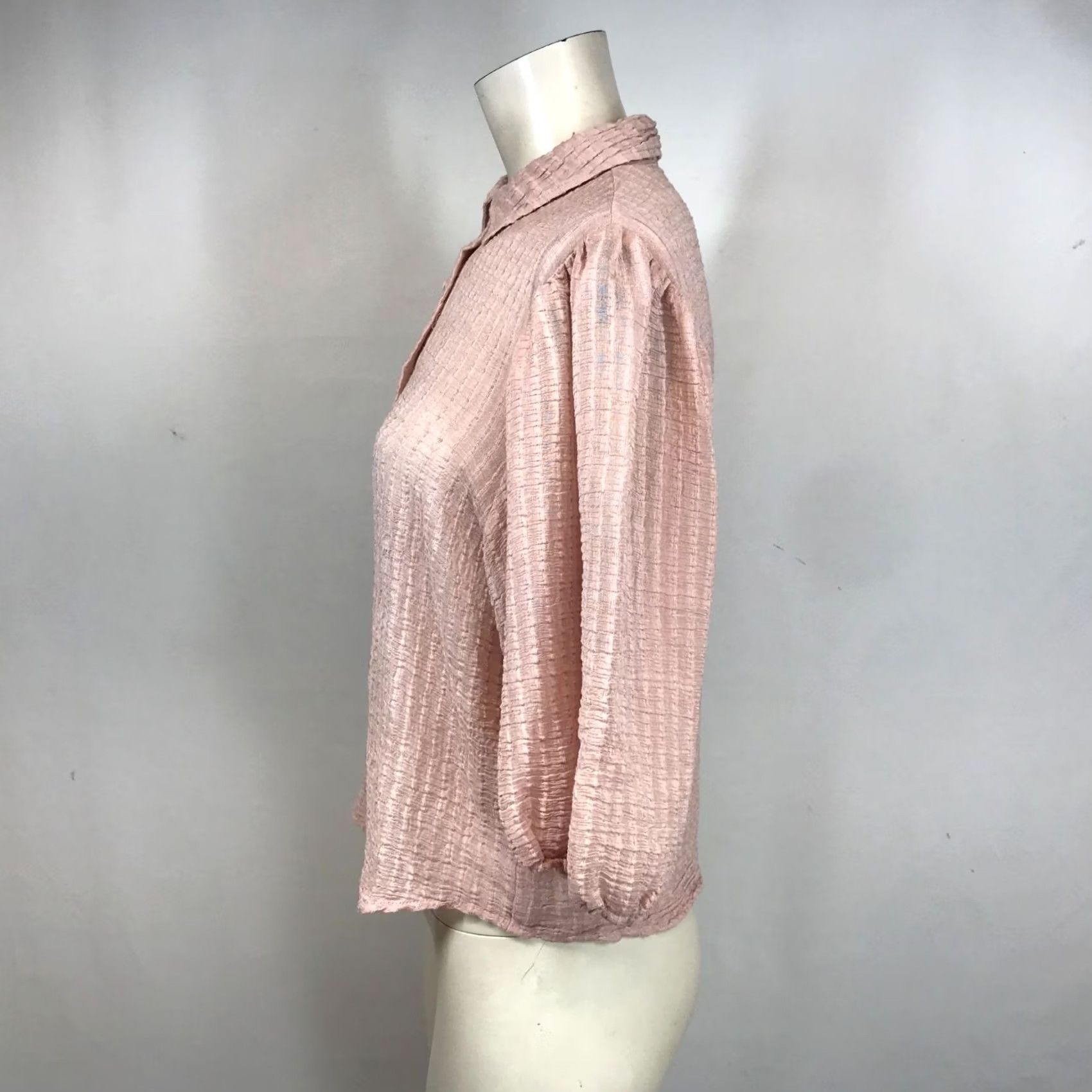 Vintage IDEM DITTO WOMEN'S Blouse Pink M 3/4 Sleeve Button Collared ViscoSe Blend Top Size M / US 6-8 / IT 42-44 - 6 Thumbnail