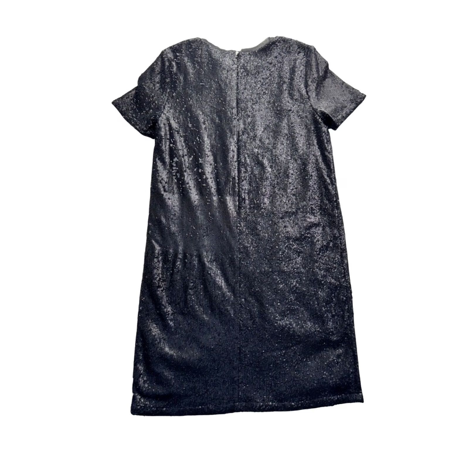 Gap Gap Sequin Dress Womens Black Short Sleeve A-Line 8 Tall NWT Size 30" / US 8 / IT 44 - 2 Thumbnail