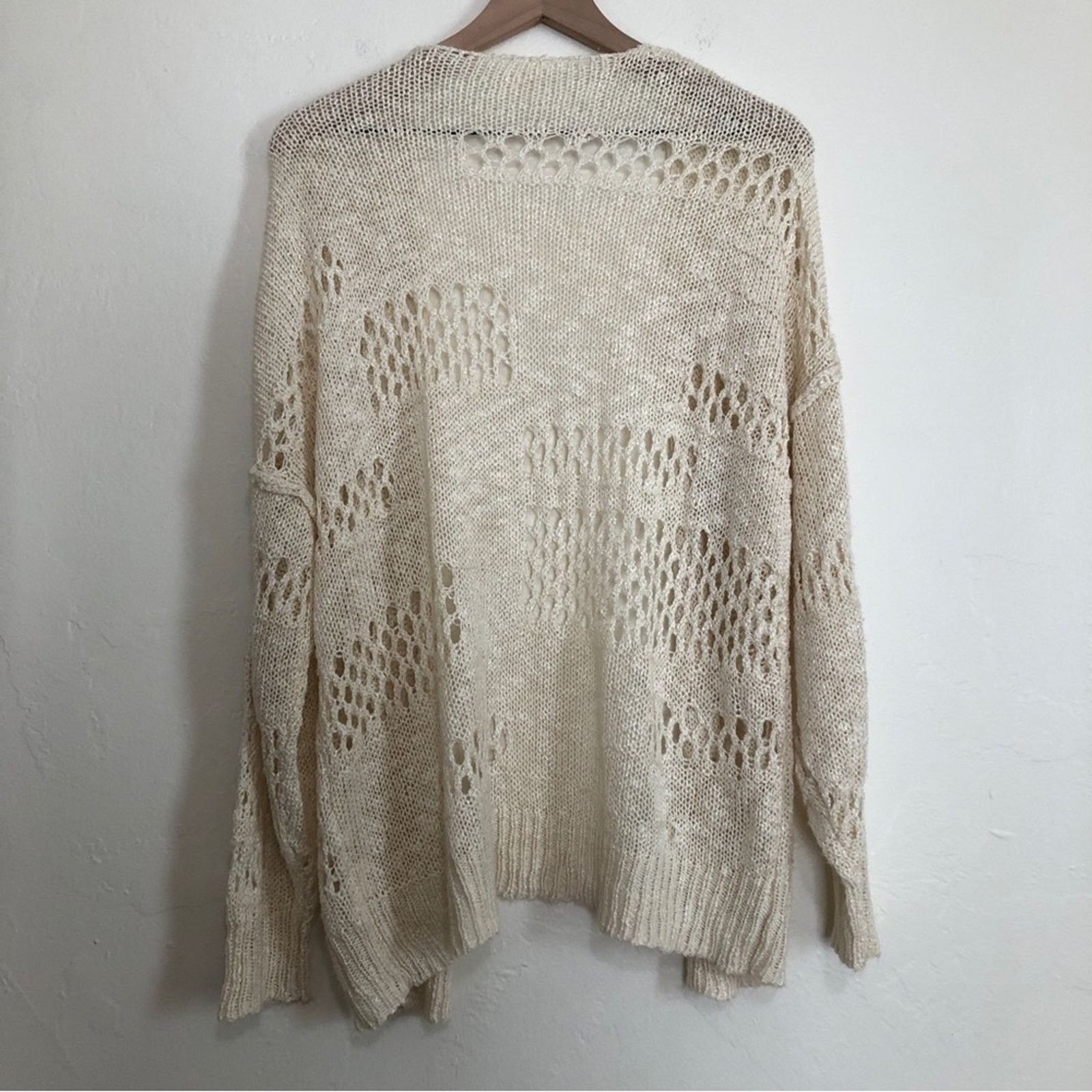 Other Cozy Knit Cream Color Open Front Cardigan Sweater Size M / US 6-8 / IT 42-44 - 6 Thumbnail