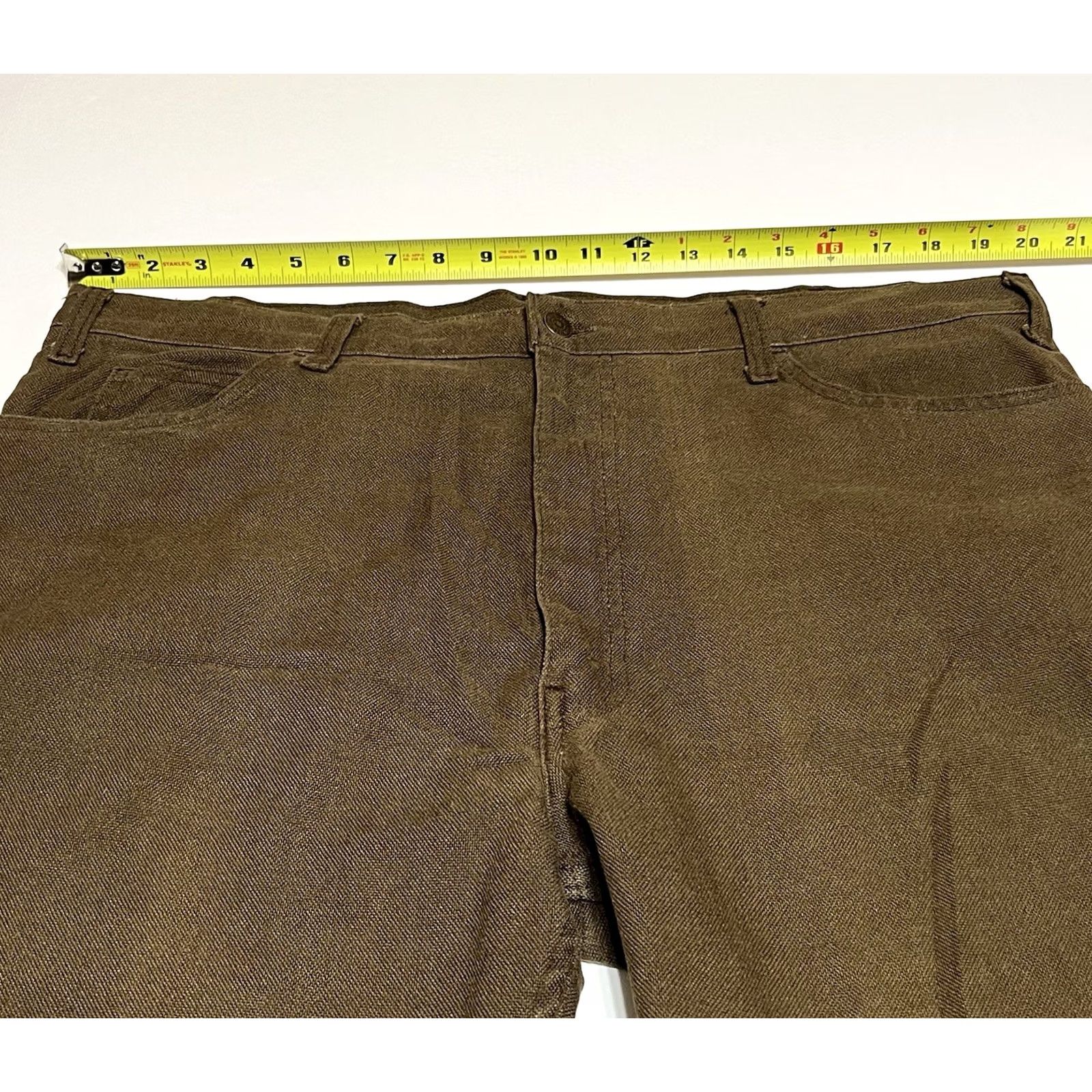 Levi's VINTAGE Levi's Sta-Prest 517 Pants Men's 40x30 40x29 Brown Leather Logo USA Bootcut Zip Front Pockets High Rise Regular Inseam 29" Made in USA Mens Size US 40 / EU 56 - 3 Thumbnail
