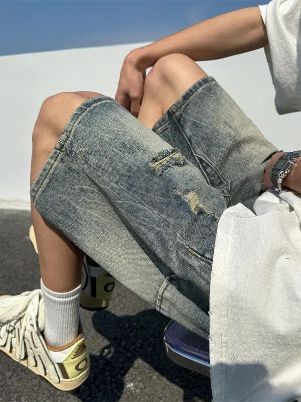 Japanese Brand × Jean Retro high street ripped denim shorts Size US 32 / EU 48 - 3 Thumbnail