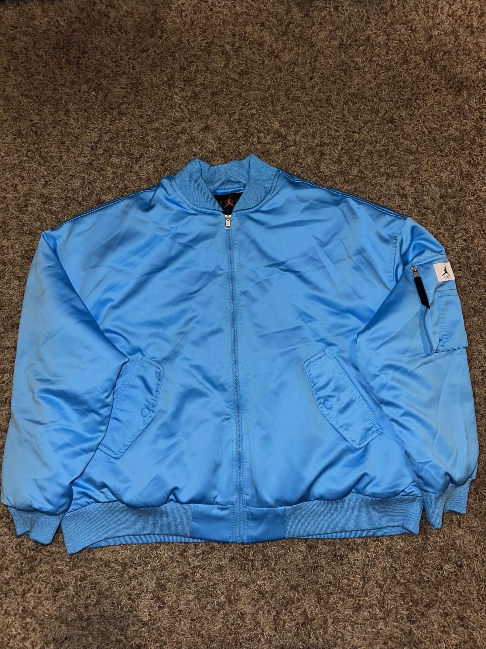 image of Designer Nike Jordan Flight Renegade Bomber Blue Jacket Sample, Women's (Size Small)