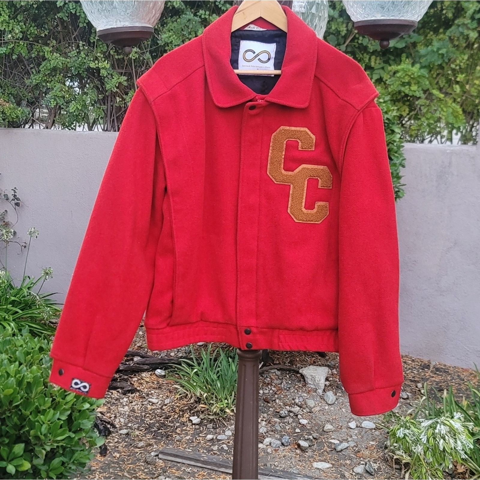 Designer Continual Coincidences Upcycled Vtg Wool Blend Bomber Jacket Size US XXL / EU 58 / 5 - 2 Thumbnail