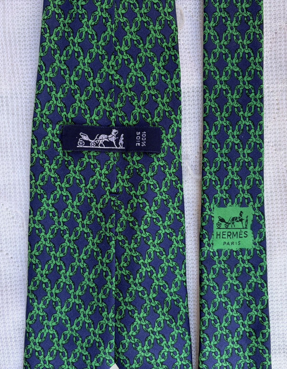 Hermes HERMES TIE FACONNEE Pattern Green JACQUARD Men's NECKTIE Size ONE SIZE - 4 Thumbnail