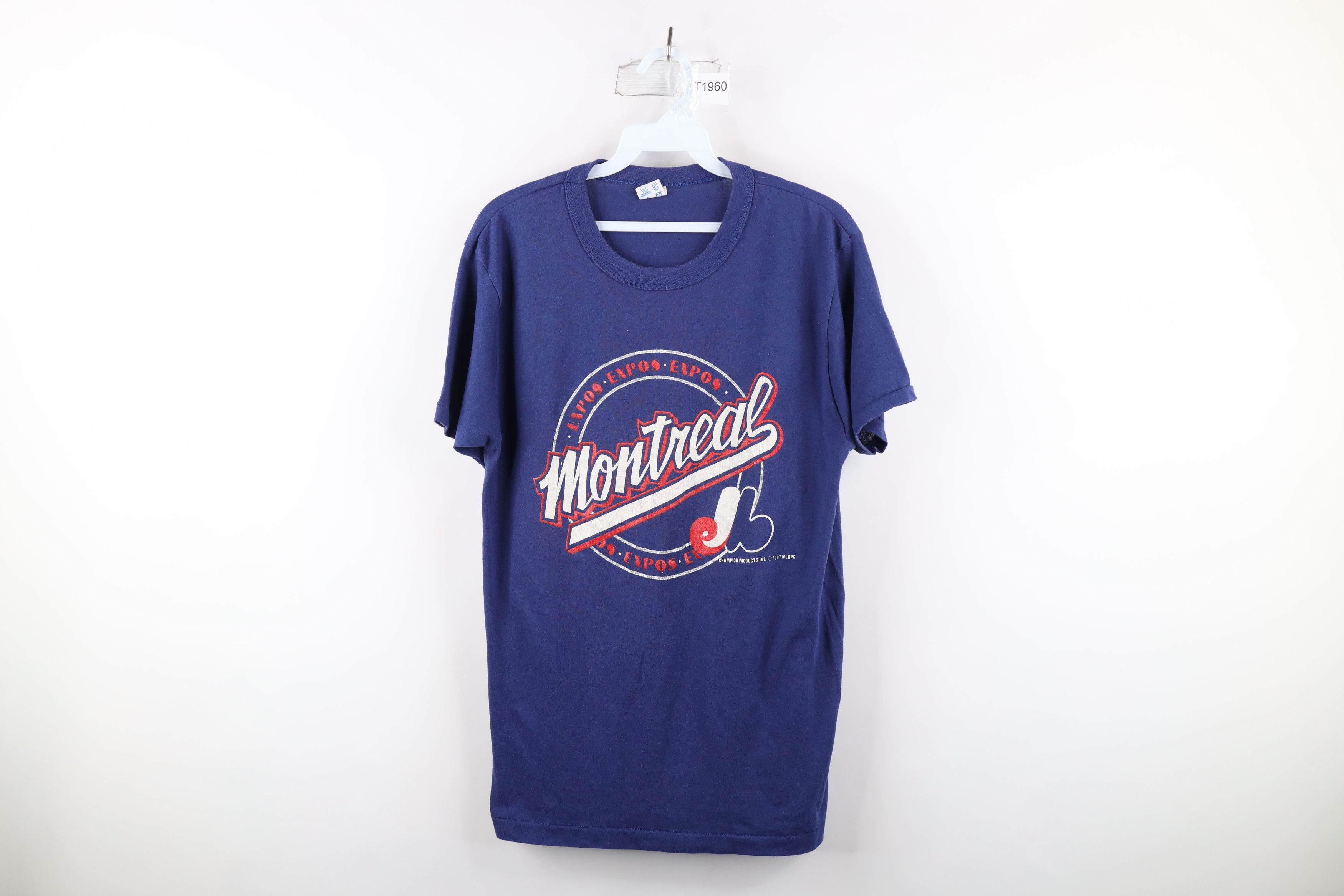 80s Champion®︎ NAVY Baseball Shirt Lazy | Vintage Champion Navy T-Shirt XS – 80s Cotton Top