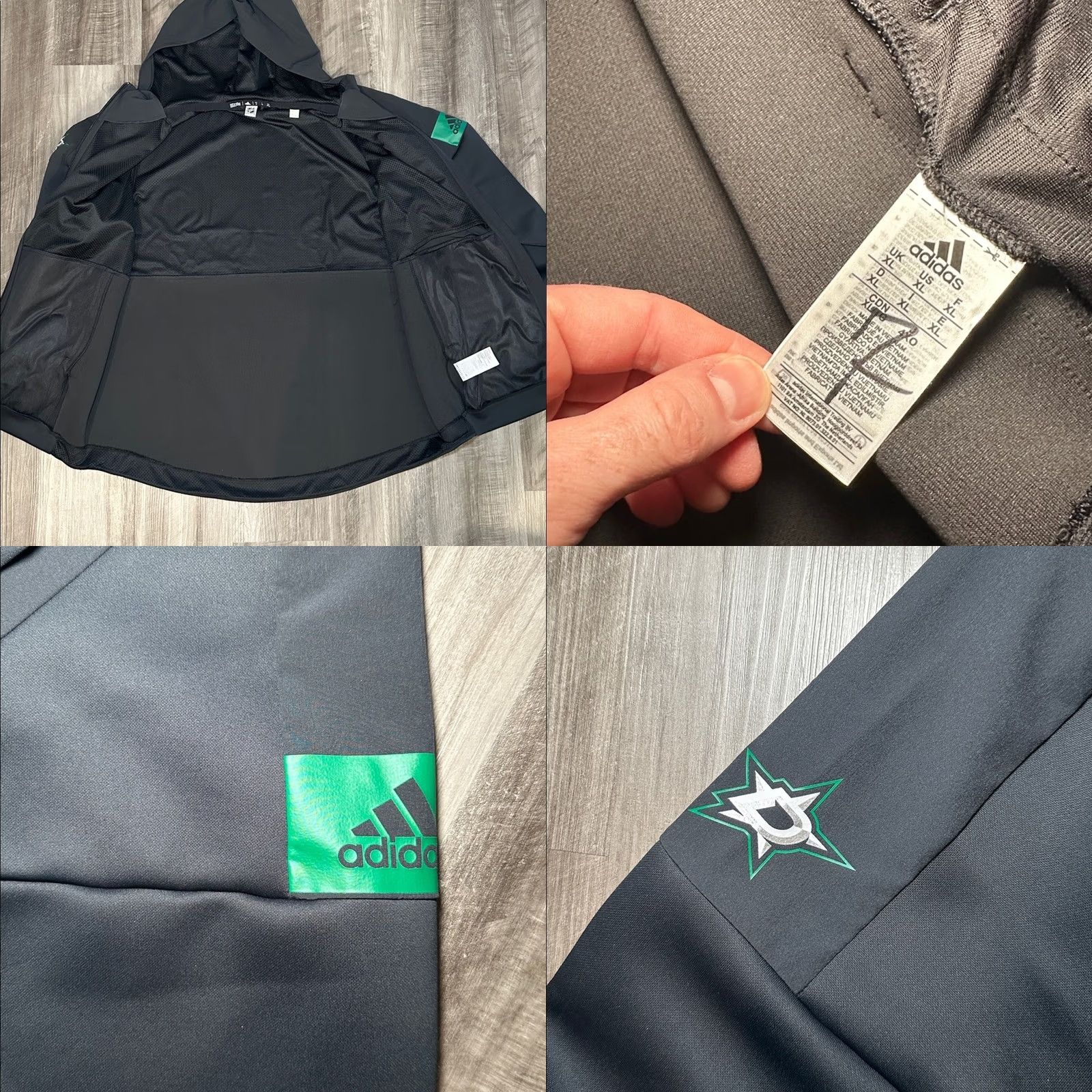 Adidas VINTAGE? Dallas Stars Adidas Black Game Mode Full Zip Hoodie Performance Jacket XL Men's Black Bomber Jacket Adidas Jacket Men XL Black 90s Size US XL / EU 56 / 4 - 8 Thumbnail