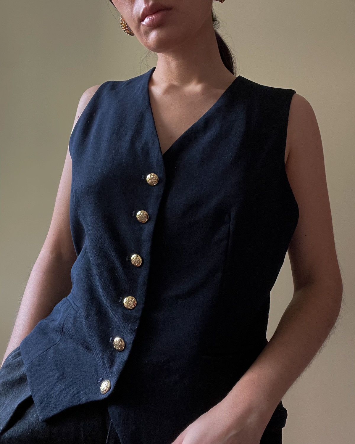 Ralph Lauren Vintage Lauren by Ralph Lauren Navy Wool Suit Vest Size XL / US 12-14 / IT 48-50 - 3 Thumbnail