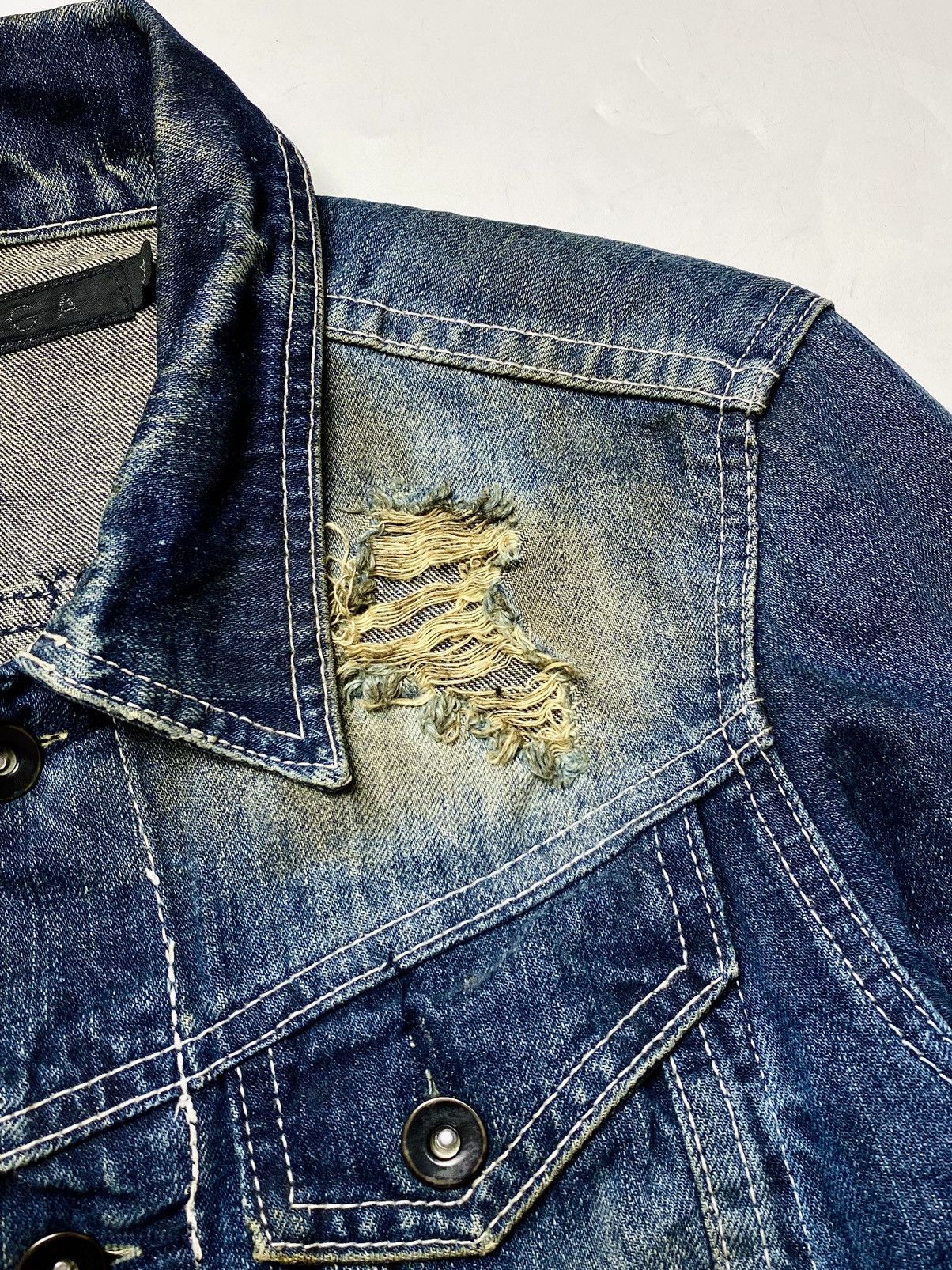 GOSTAR DE FUGA 2000s Fuga - Mud Wash Distressed Denim Jacket Size US S / EU 44-46 / 1 - 9 Thumbnail