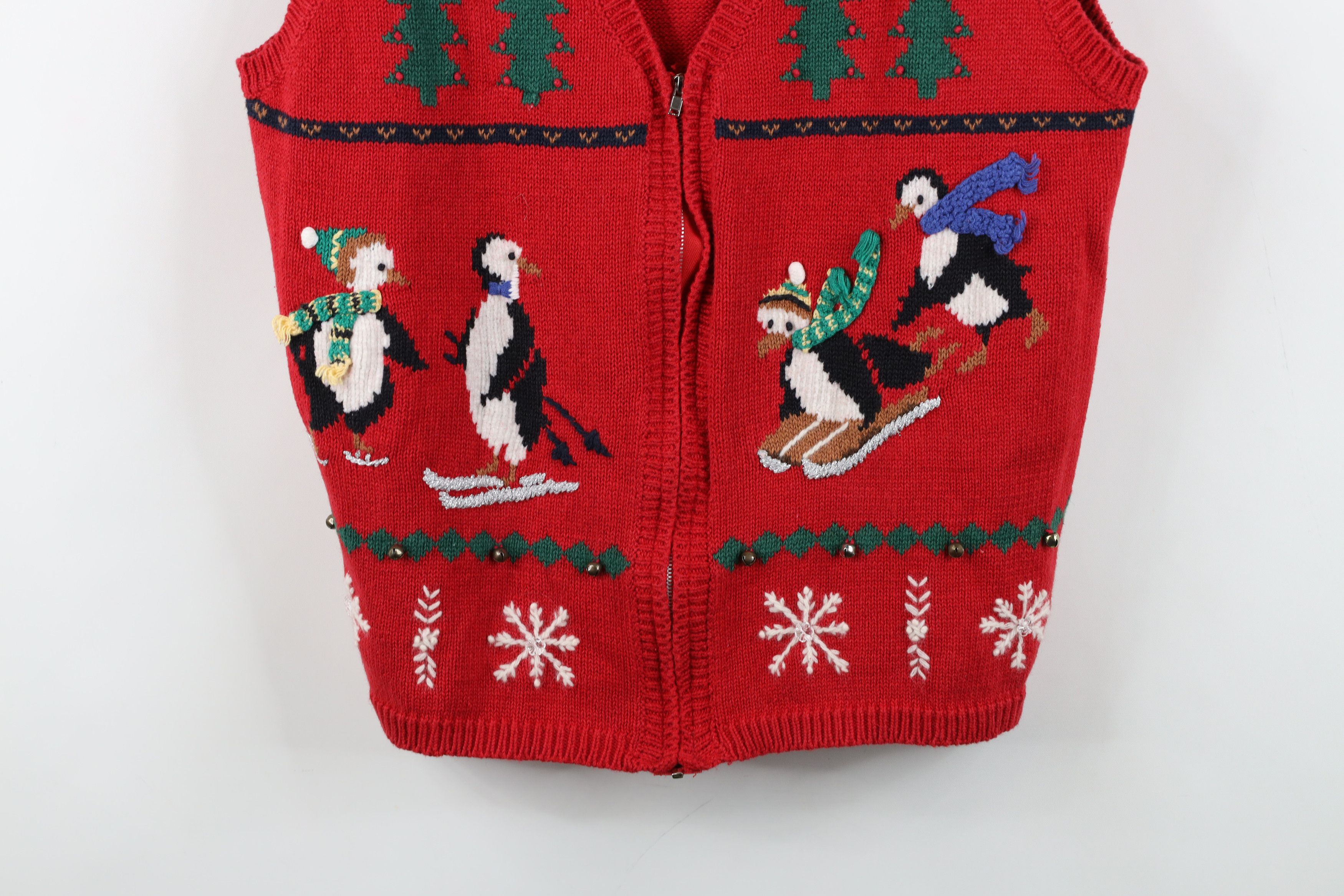 Vintage Vintage 90s Streetwear Penguin Knit Zip Sweater Vest Size XL / US 12-14 / IT 48-50 - 3 Thumbnail