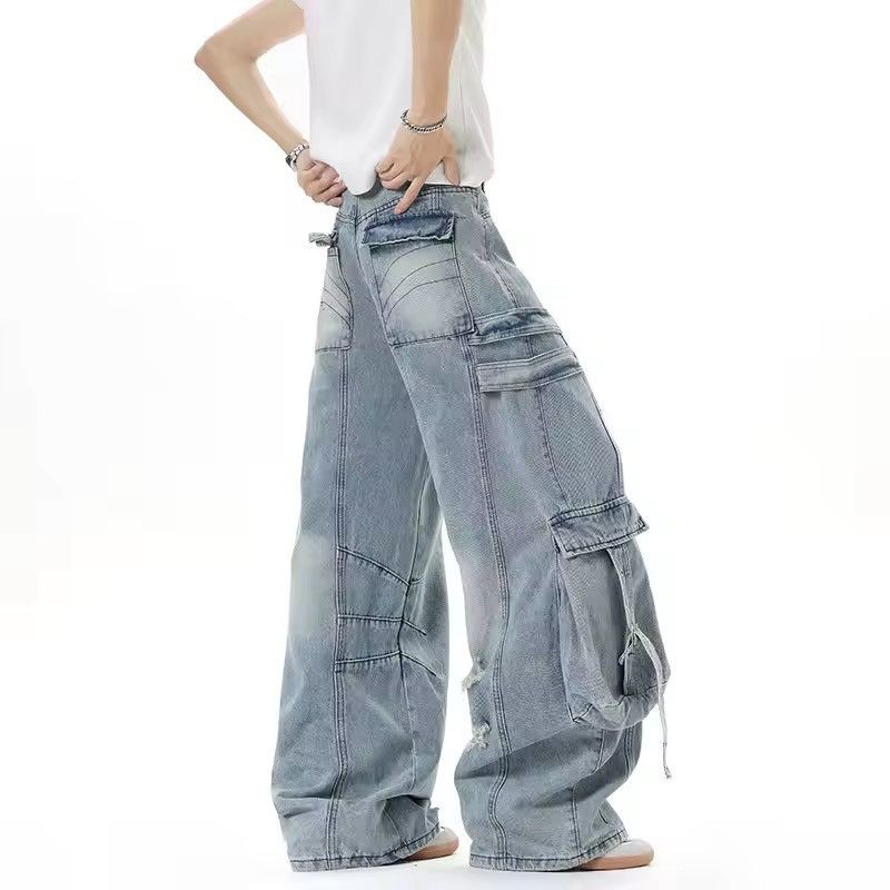 Japanese Brand VIBE Street Retro Heavyweight Multi-Pocket Cargo Jeans Size US 29 - 4 Thumbnail