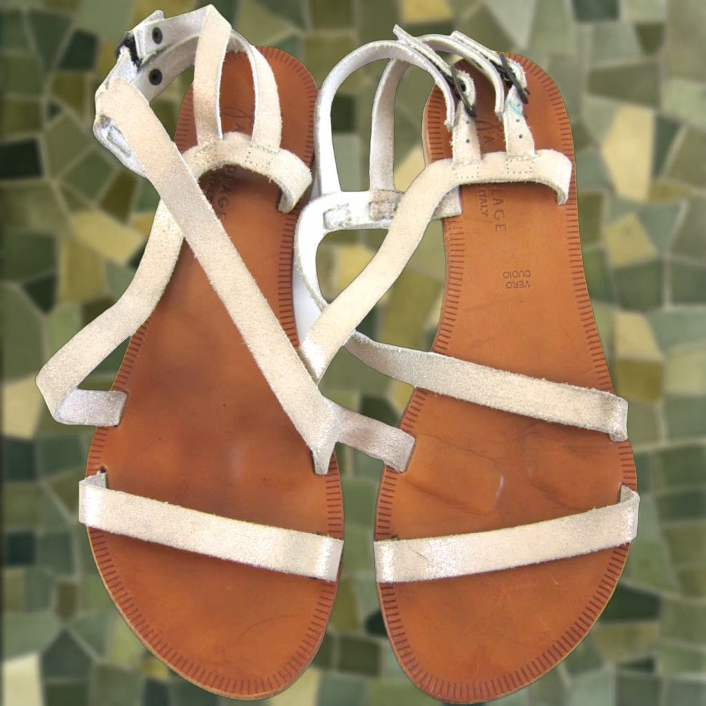 Joie JOIE Sandal Women Slipper Silver Leather Strappy Slingback Flat 37.5/7 Made In Italy Bohemian Summer Growth Size US 7 / IT 37 - 1 Thumbnail