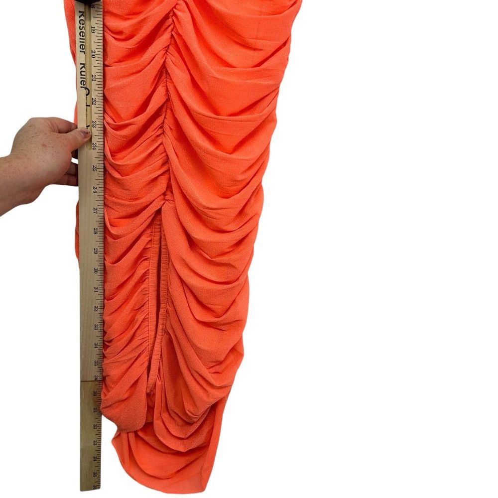 NOCTURNE NOCTURNE SPARKLY DRAPED RUCHED STRAPLESS DRESS SALMON ORANGE Size S / US 4 / IT 40 - 6 Thumbnail