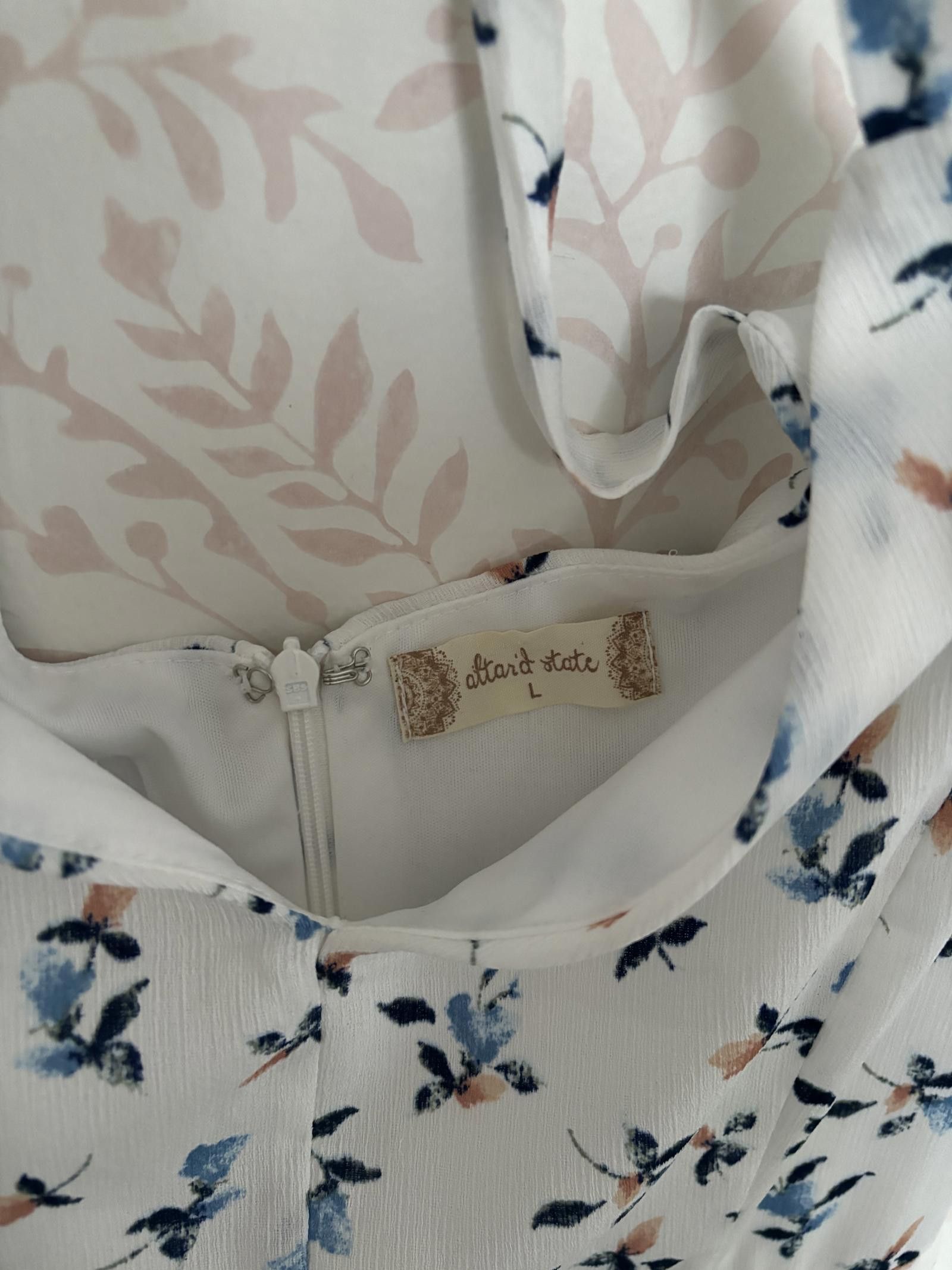 Designer NWOT Altar'd State Lia Floral Halter Dress Ruffed Sleeve LG Size L / US 10 / IT 46 - 3 Thumbnail