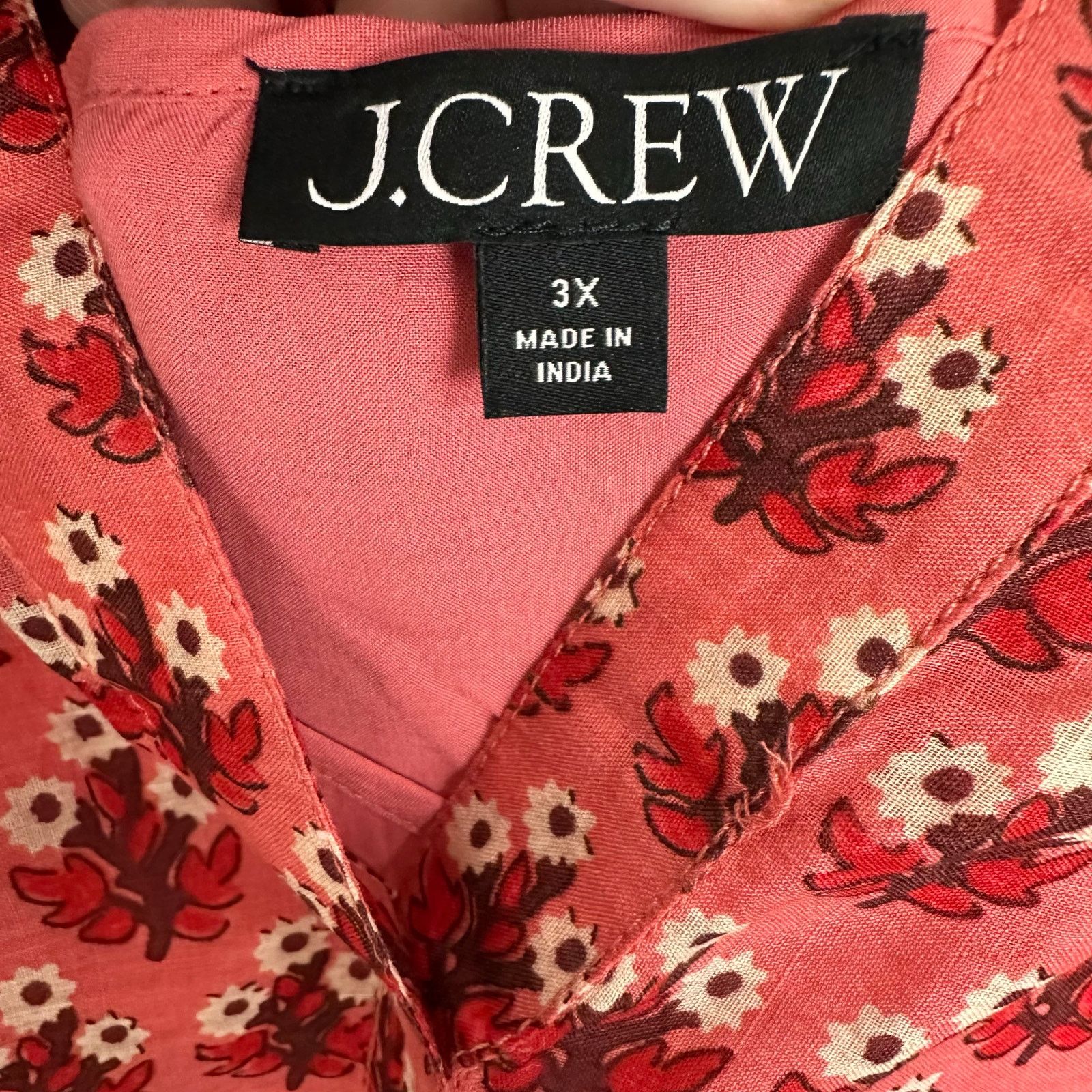 J.Crew J CREW Cabana Mini Shirt Dress Block Print Coral Ramie Sz 3X Size 3XL / US 20-22 - 10 Thumbnail