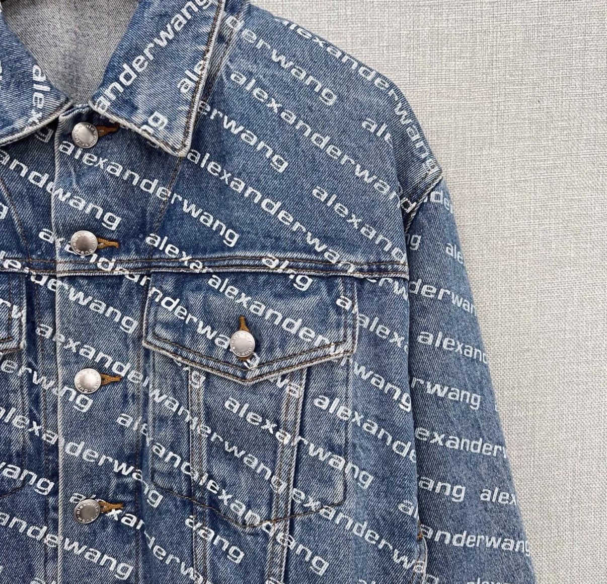 Alexander Wang Alexander Wang Blue All-Over Logo Washed Denim Jacket Size US S / EU 44-46 / 1 - 3 Thumbnail