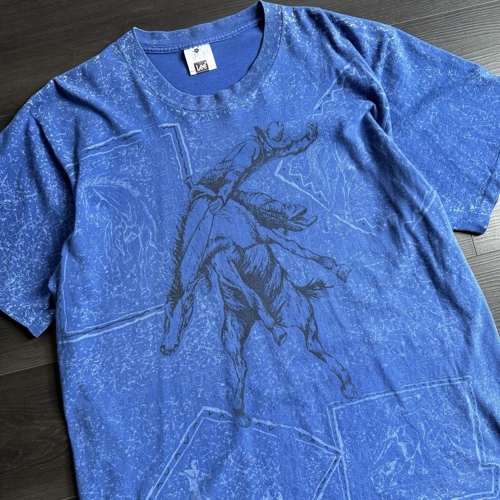 Vintage Vintage Lee Horse Cowboy Rodeo 90s T Shirt Size US XL / EU 56 / 4 - 3 Thumbnail