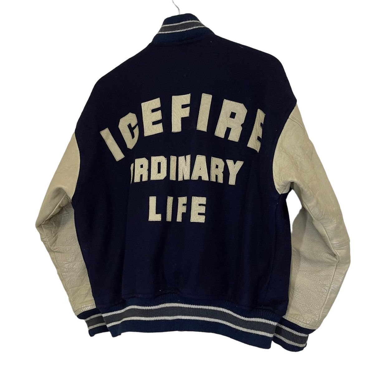 Vintage Ice Fire Ordinary Life Wool / Sleeve Leather Varsity Jacket Size US M / EU 48-50 / 2 - 3 Thumbnail