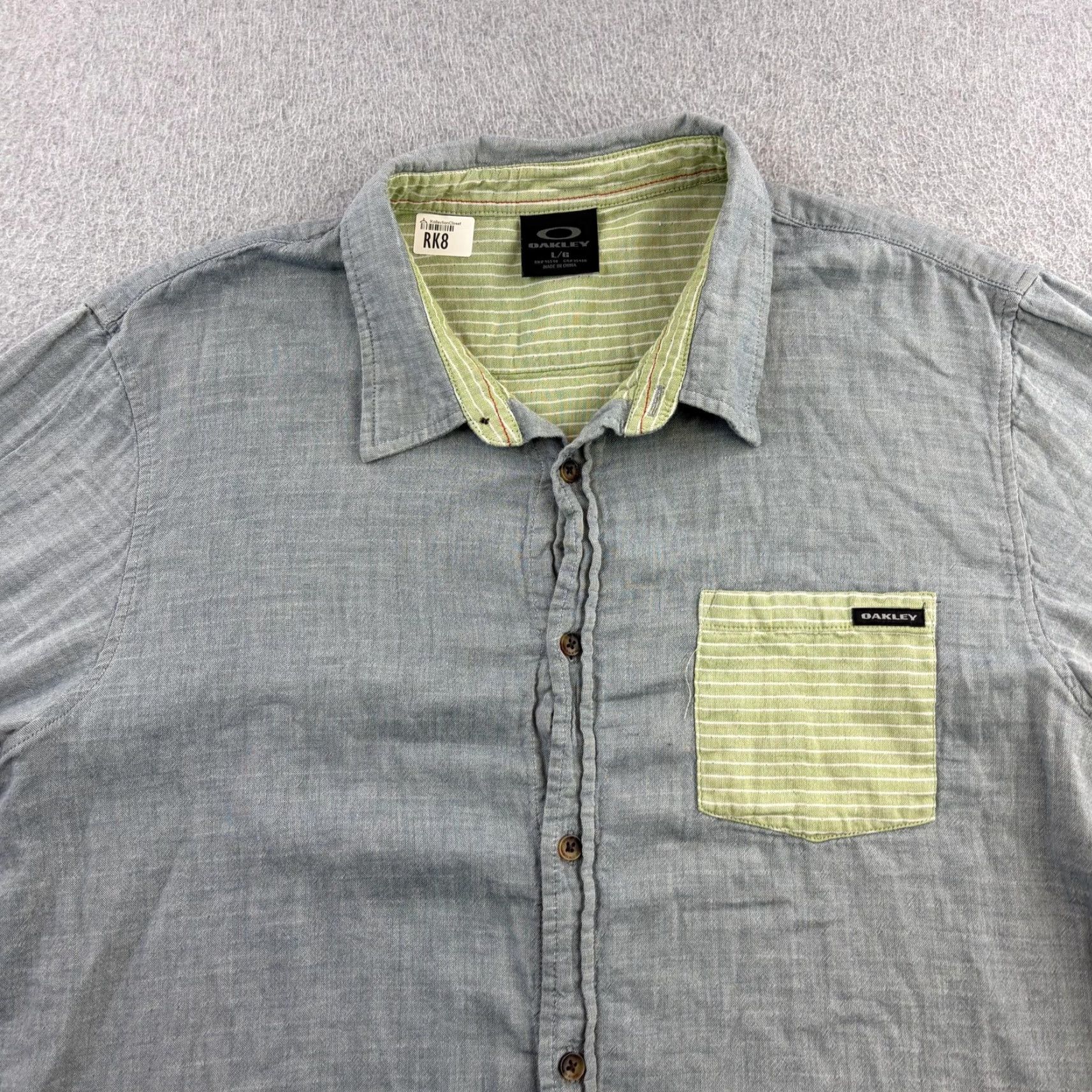 Oakley Oakley Shirt Mens L Gray Chambray Long Sleeve Button Up Contrast Pocket Size US L / EU 52-54 / 3 - 3 Thumbnail