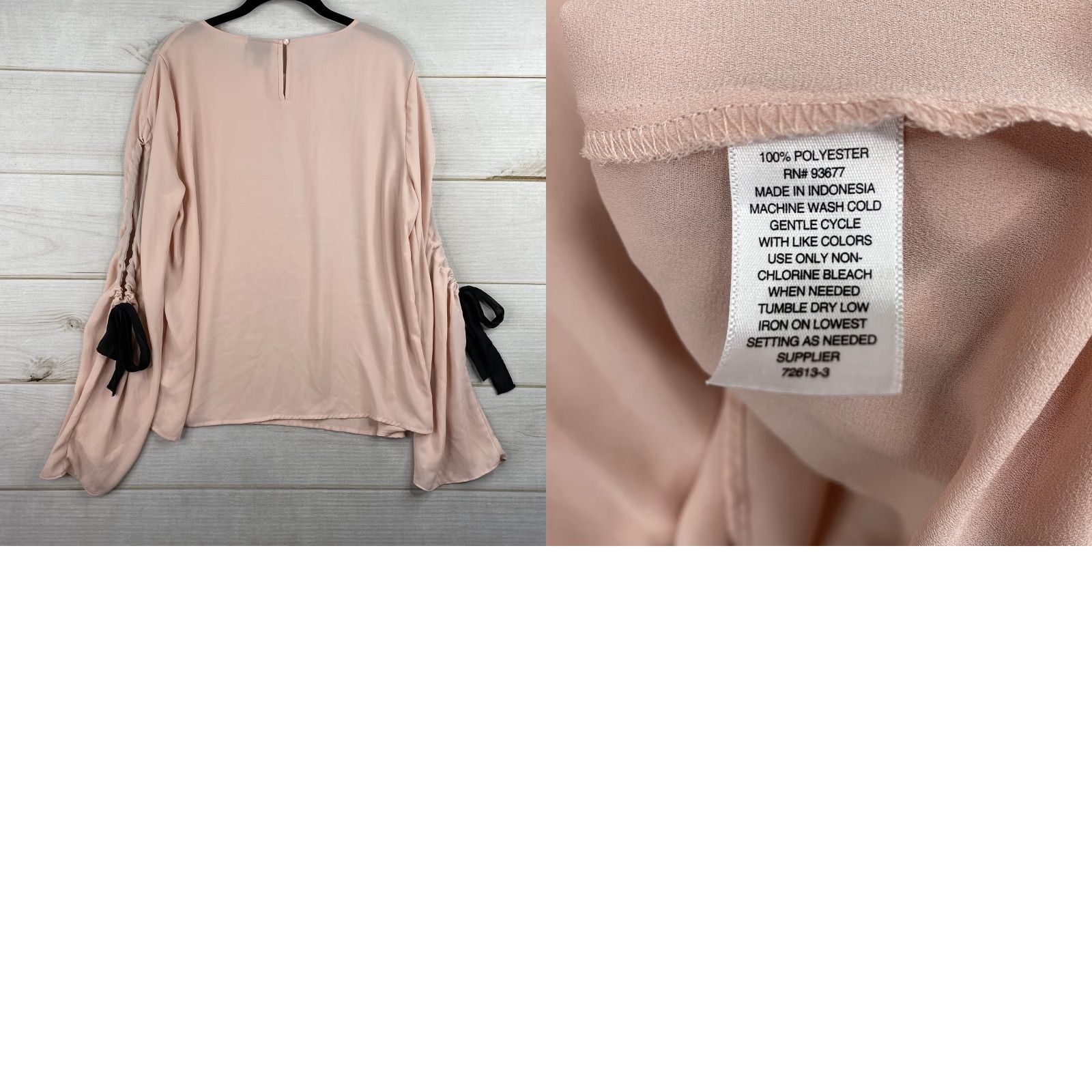 Pinko ANA Blouse Womens L Pink Round Neck Slit Sleeve Lined Keyhole Back Knit Top Costume? Size L / US 10 / IT 46 - 8 Thumbnail