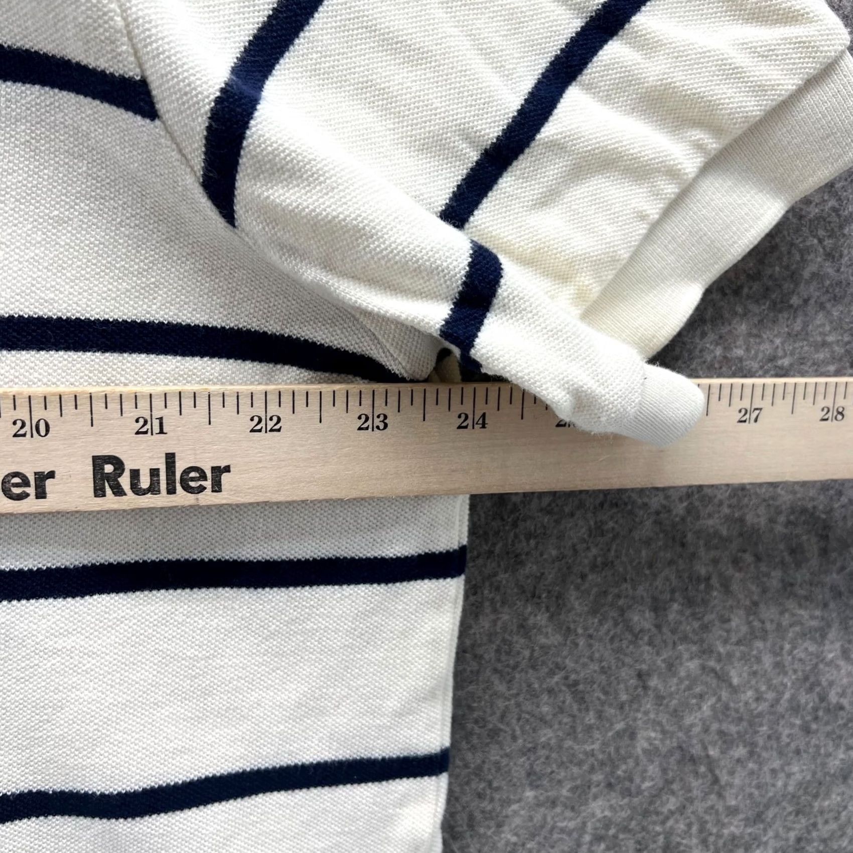 Polo Ralph Lauren VINTAGE Polo Ralph Lauren Polo Shirt Mens XL Beige Blue Striped Preppy Cotton Rugby Size US XL / EU 56 / 4 - 3 Thumbnail