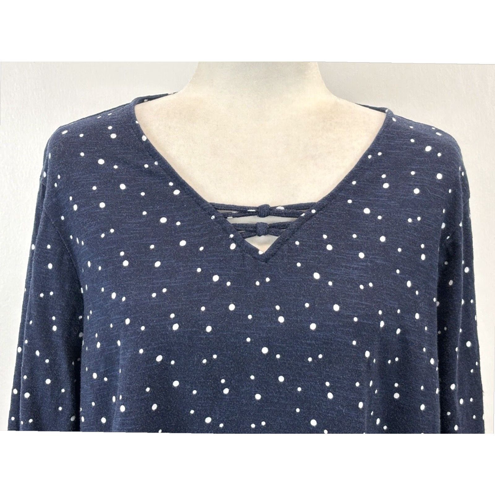 Vintage CHICOS Women's Polka Dot Casual T-Shirt Navy Blue Cotton X-Large Size XL / US 12-14 / IT 48-50 - 5 Thumbnail