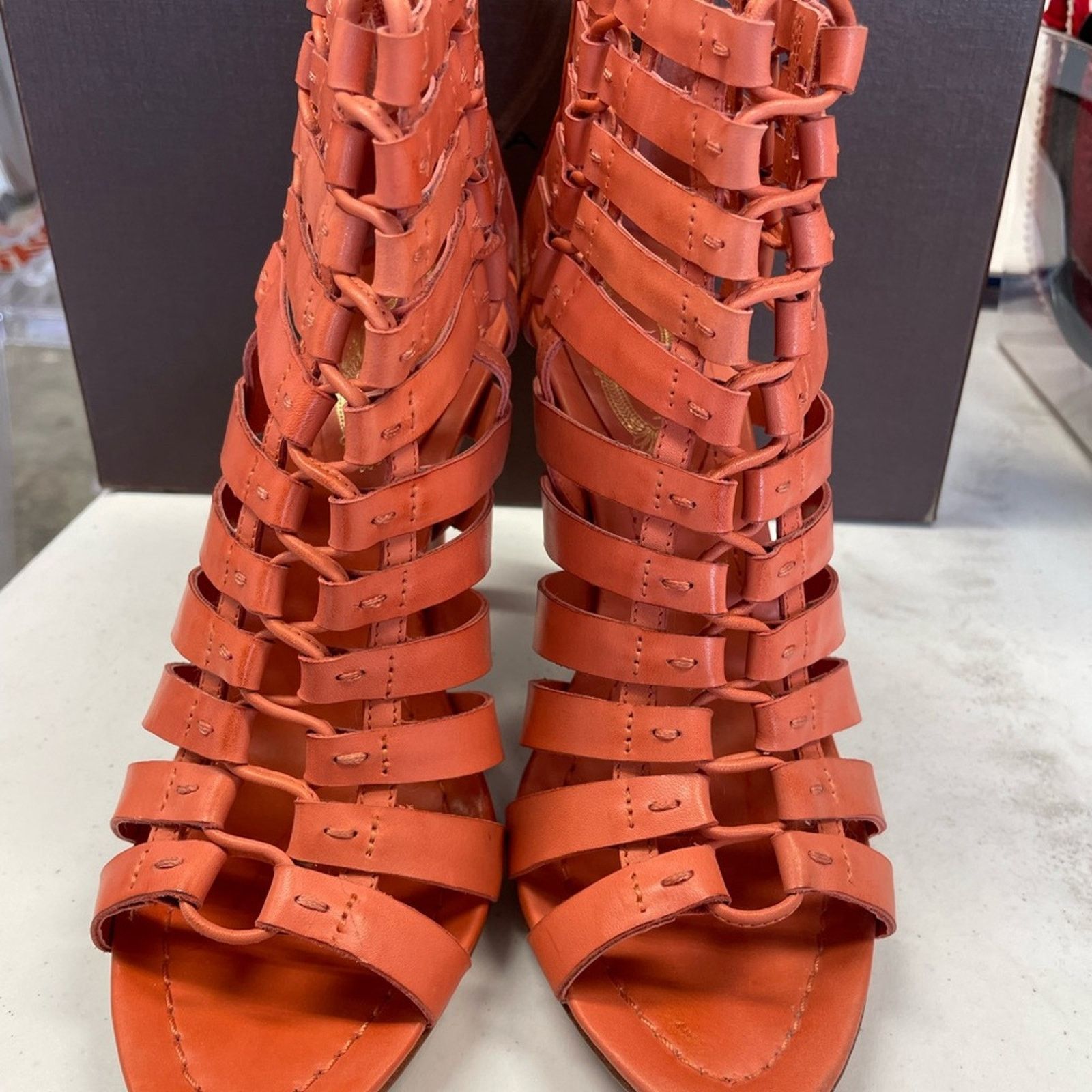 Elie Tahari Tahari orange, cage/basket women’s platform heels size 8 1/2 Size US 8.5 / IT 38.5 - 2 Thumbnail