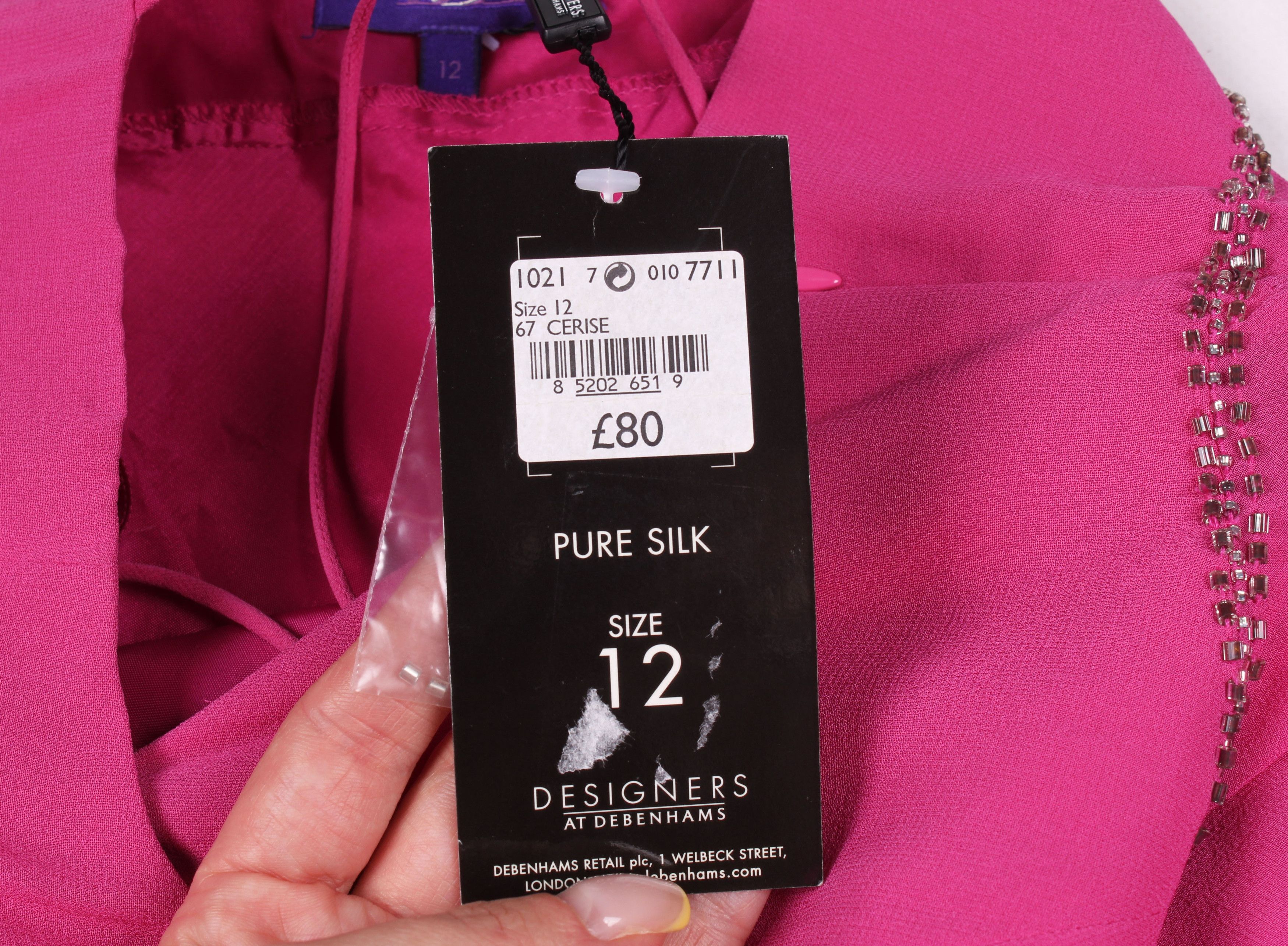 Vintage Vintage Ben De Lisi Pink Y2K Silk Beaded Midi Dress Size M / US 6-8 / IT 42-44 - 9 Thumbnail