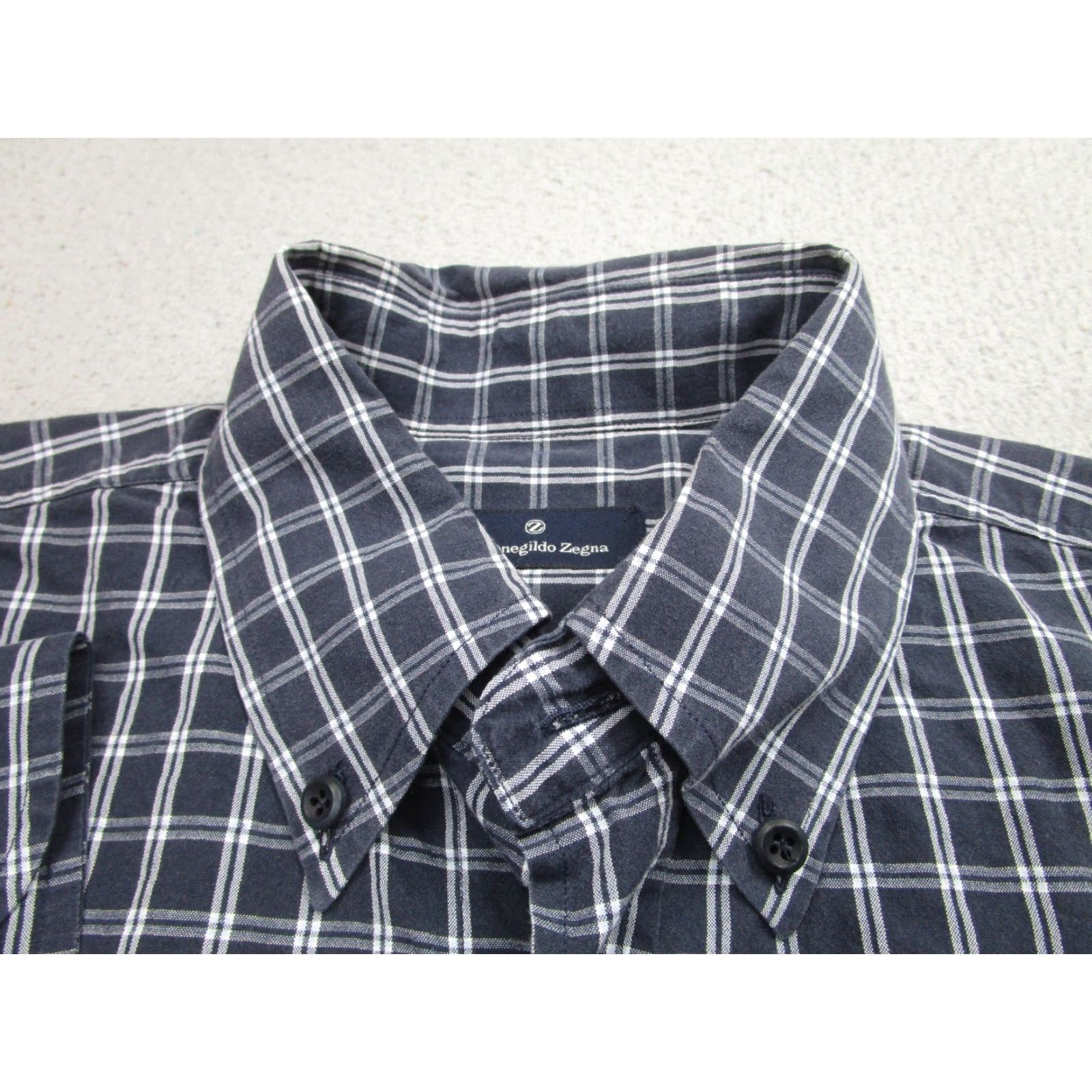 Ermenegildo Zegna Ermenegildo Zegna Dress Shirt Men Large Blue Plaid Cotton Business Casual 2010s Size 42R - 4 Thumbnail